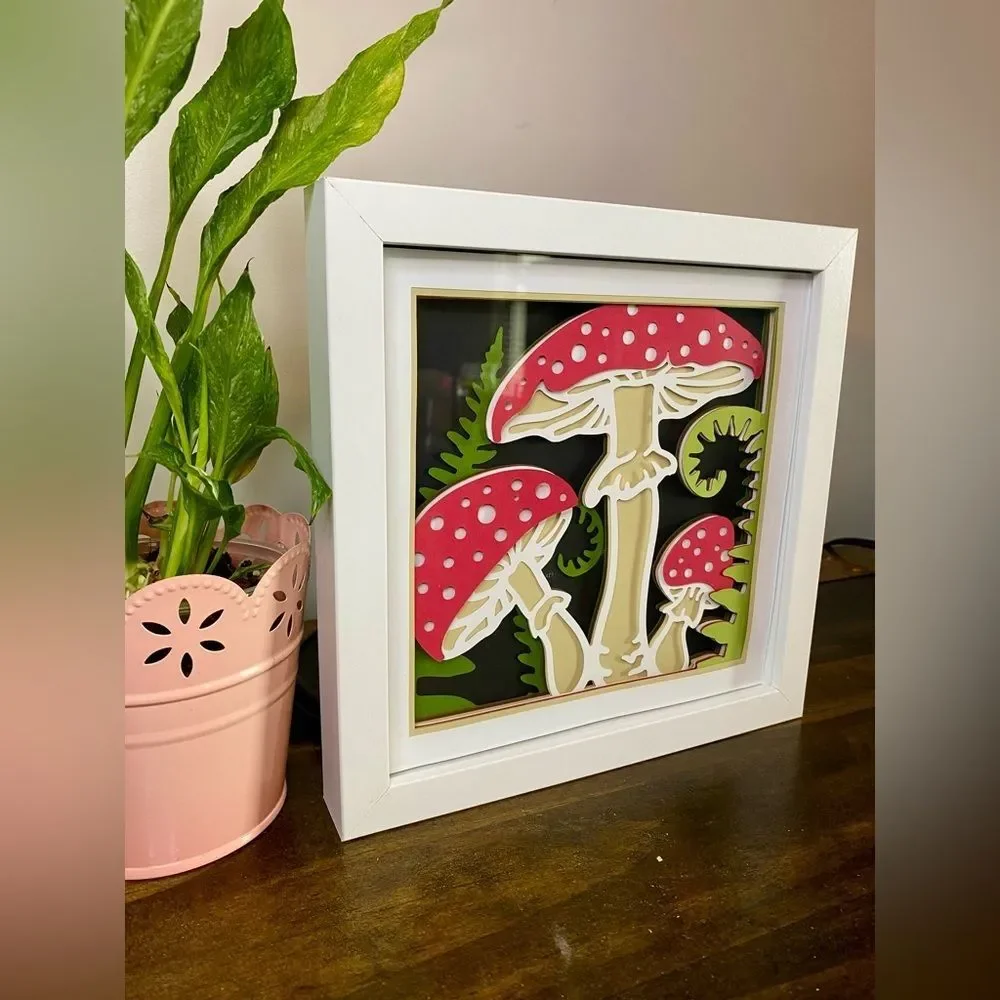 3D Mushrooms Shadowbox